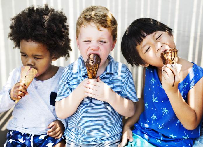 Children enjoying with ice cream